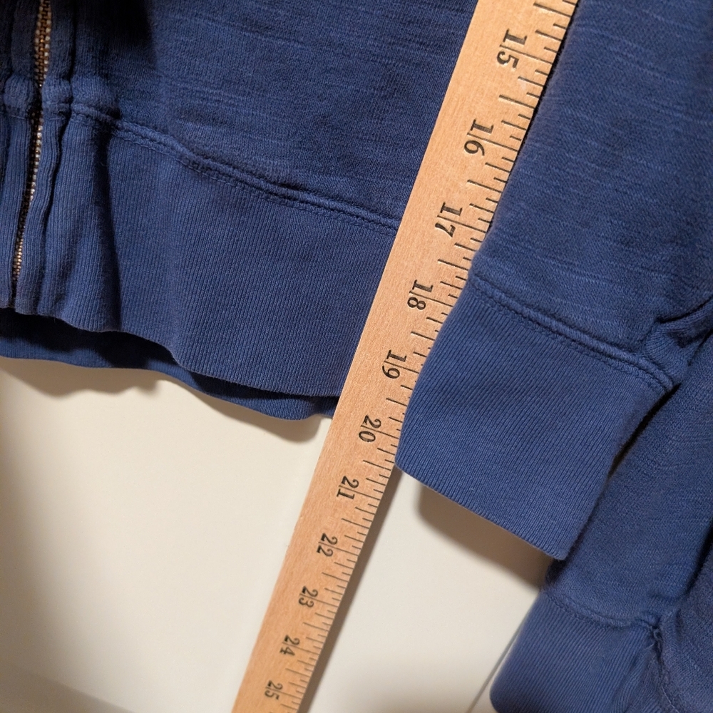 J. Crew Vintage Fleece Cropped Sweatshirt Hoodie, Blue, EUC, Size M - Picture 8 of 9